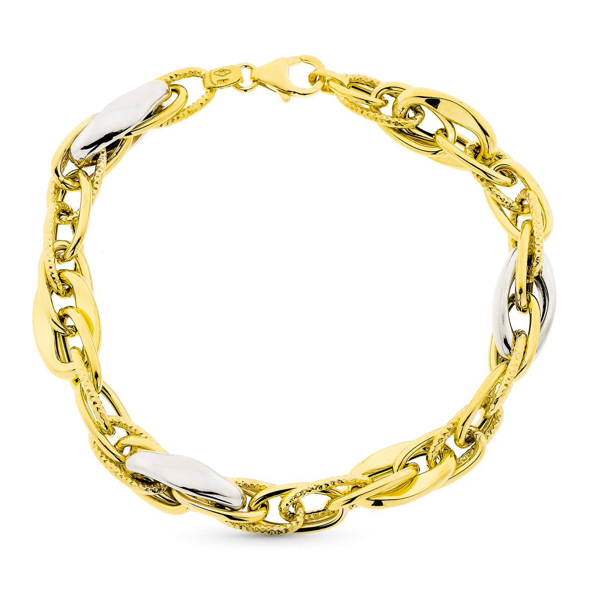 9K Bracelet en Or Bicolore. 20 Cm.