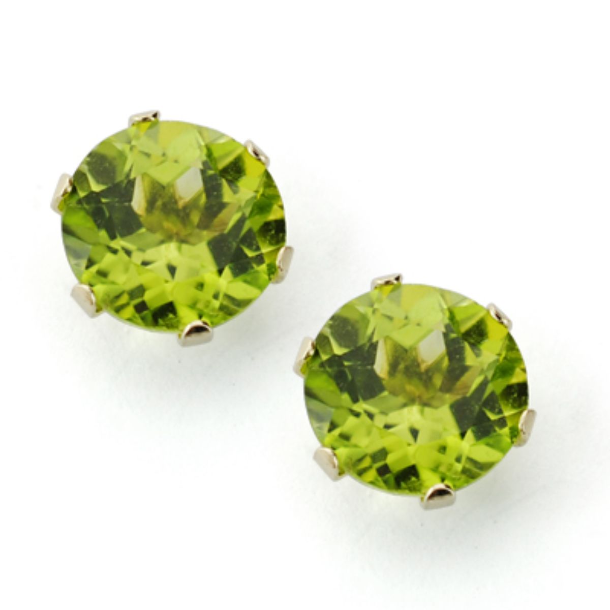 9K 6 Prong Peridot oorbellen 7 mm 2,88 Cts vlindersluiting