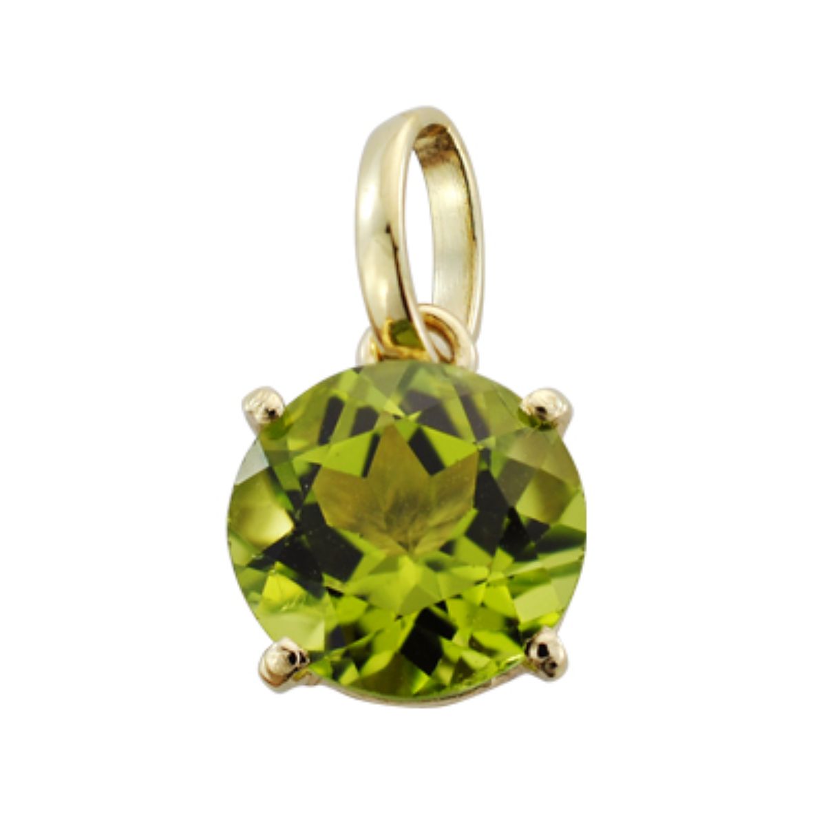 Pendentif 4 Griffes en Or Jaune 9K avec Péridot Naturelle 1,95 Qts 8X8 mm