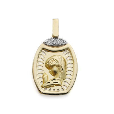 9K Médaille Vierge Enfant 24X16 mm