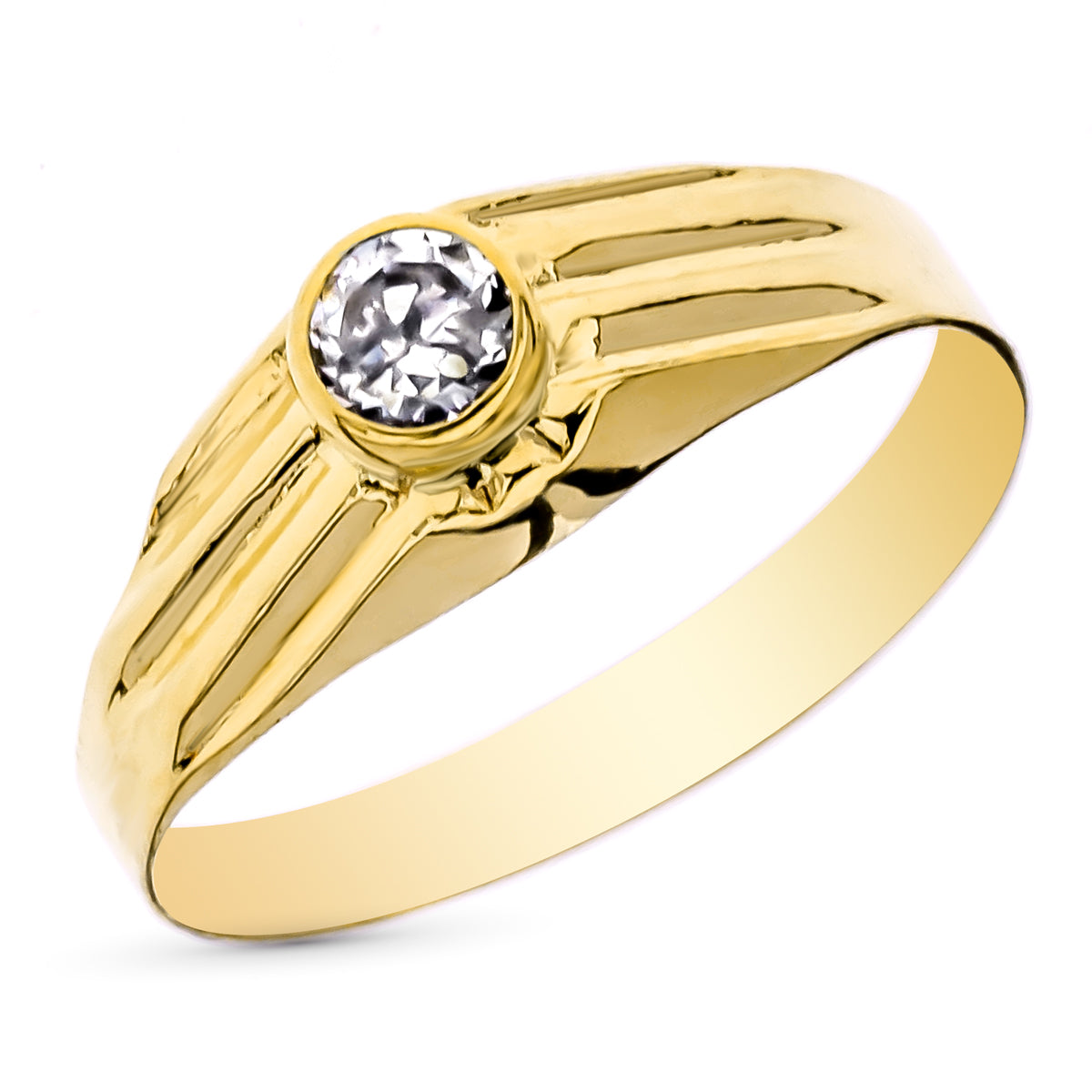 Solitaire 9K Or Jaune Bébé Ou Pinky avec Zircone