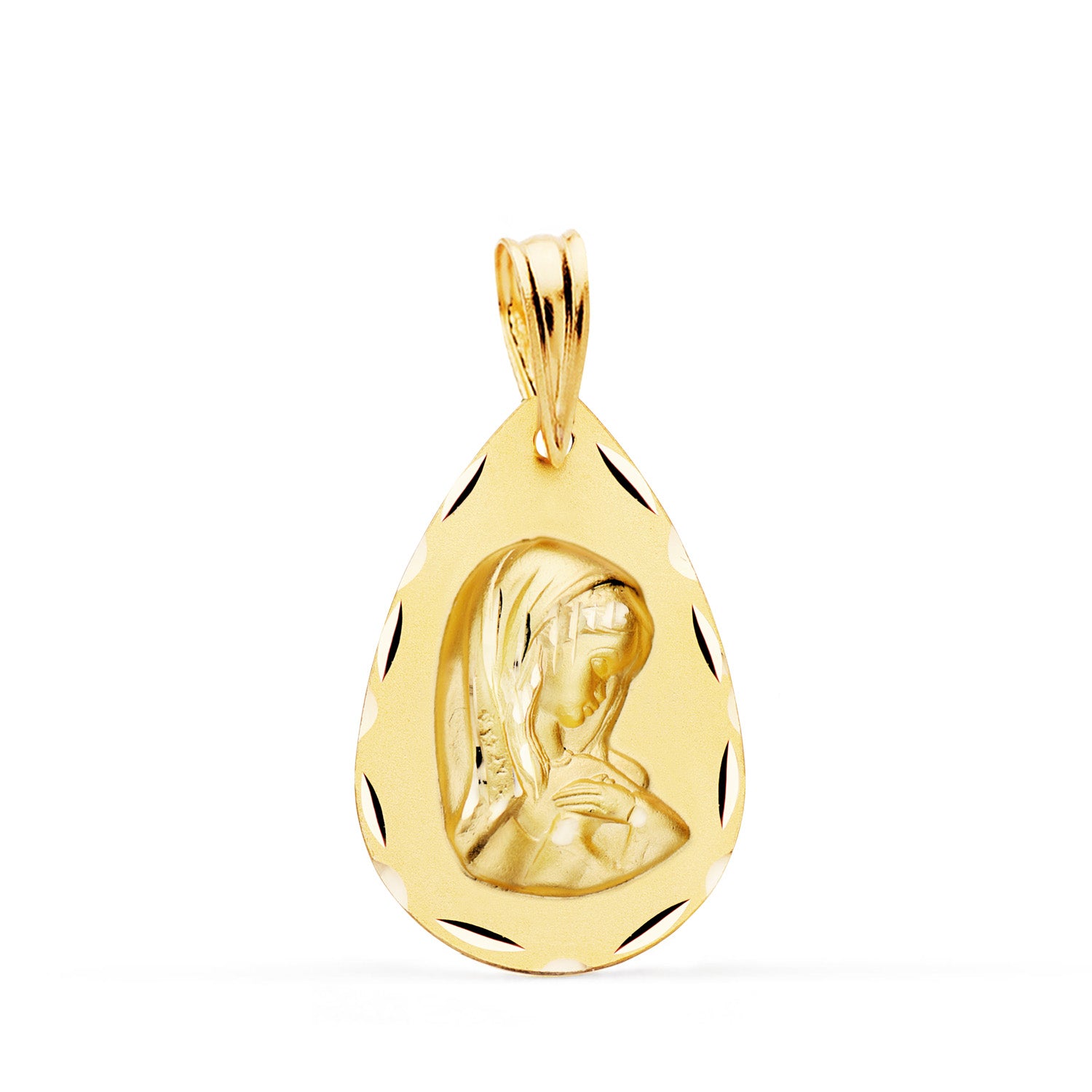 Médaille en Or Jaune 9K Vierge Fille Goutte Classique Taille 22X15 mm