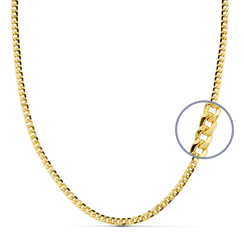 Catena a Punta Cava in Oro Giallo 9K Larghezza: 3 mm Lunghezza: 60 Cm
