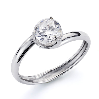 Solitaire i 9K hvidguld med 5 mm Zirconia