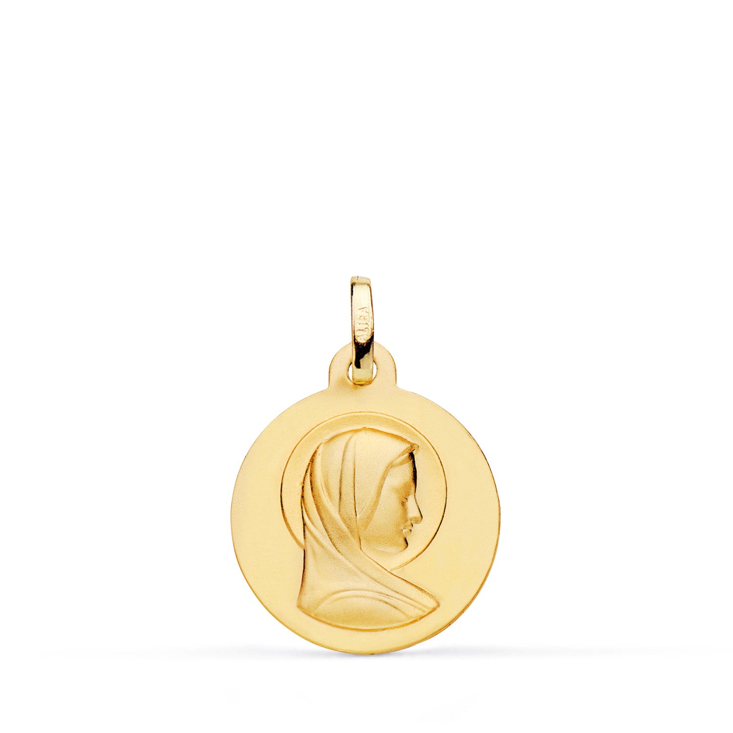 Médaille Or Jaune 9K Marie Profil Matisé 16 mm