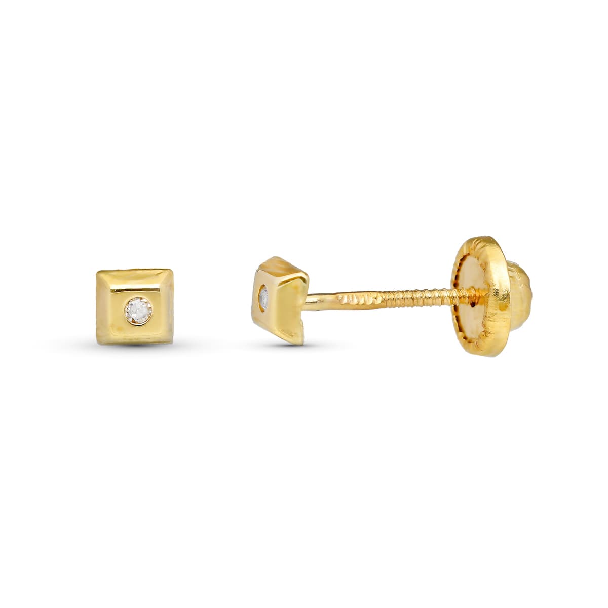 9K Yellow Gold Square Earrings