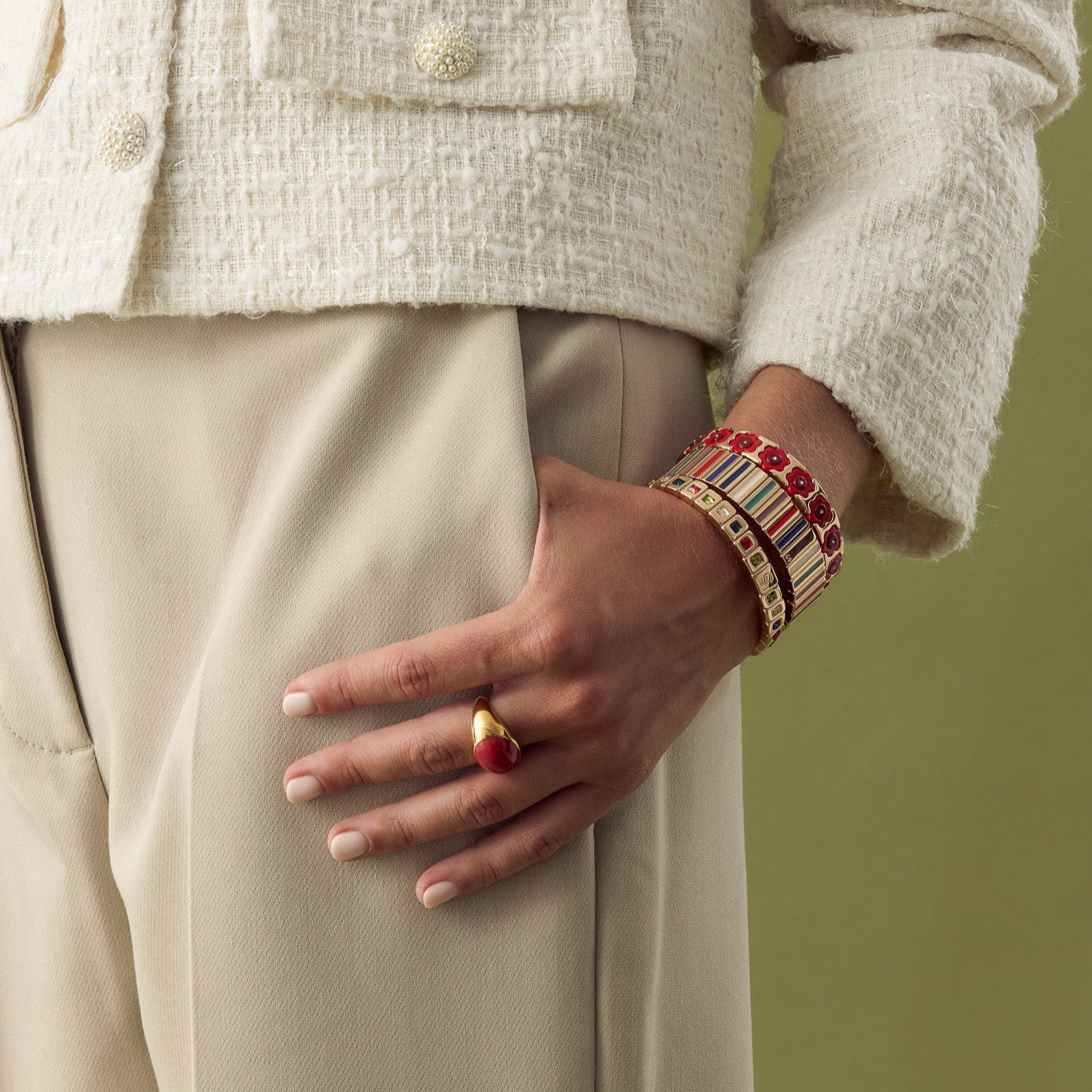 Coachella Rhinestone - Poppy & Red - Bracelet - Simone à Bordeaux