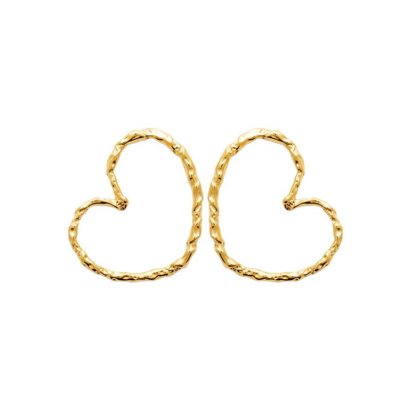 Pendientes Aros Corazón Torcido – Acero Dorado | Azuline