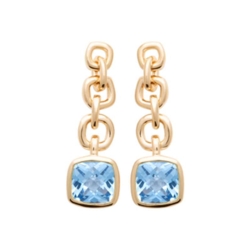 Cercei Blue Square Link – Placat cu Aur | Azulin