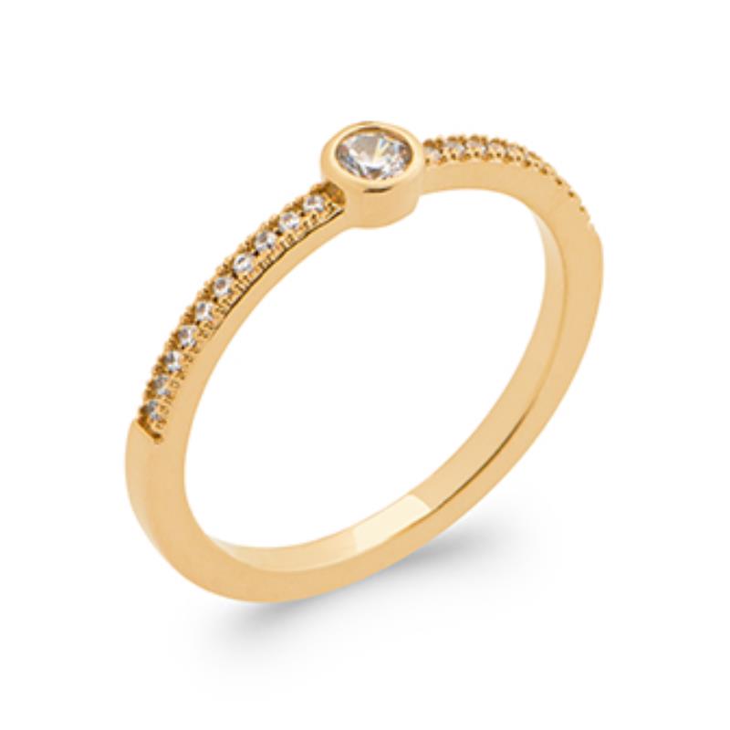 Pavé Solitaire Ring – Guldpläterad | Azulin