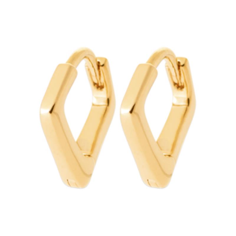 Hexagonal Hoop Øreringe – Forgyldt | Azulin