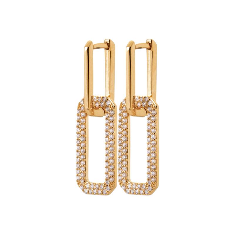 Boucles d’Oreilles Rectangulaires – Plaqué Or | Azuline
