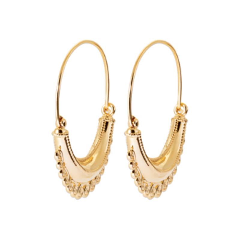 Beaded Crescent Hoop øreringe – forgyldt | Azulin