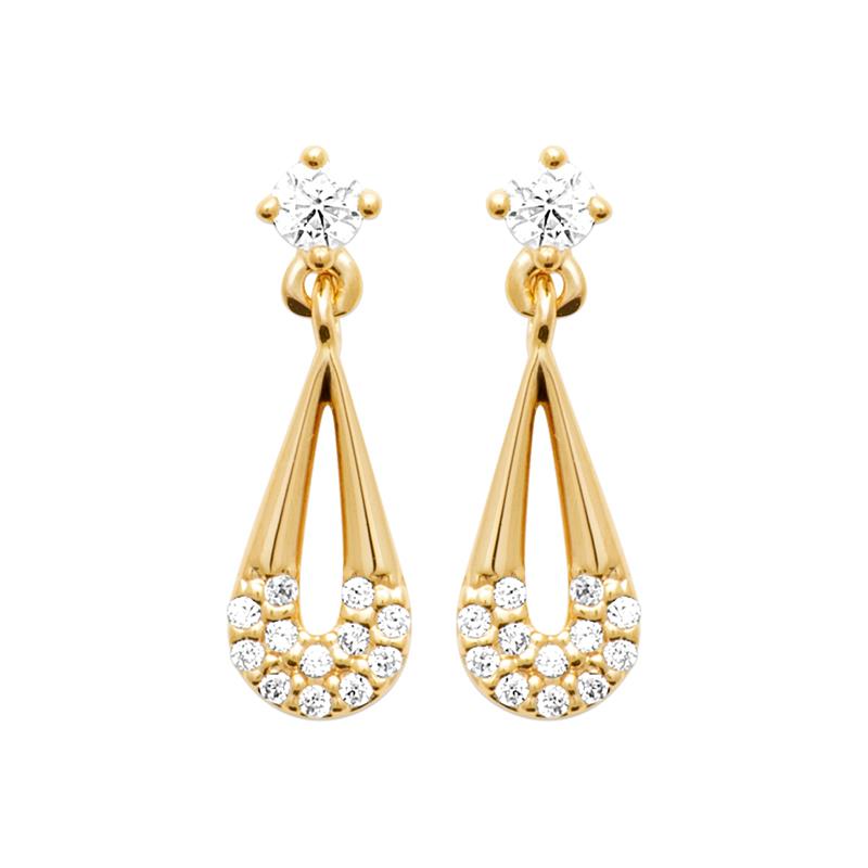 Boucles d’Oreilles Goutte Pavée – Plaqué Or | Azuline