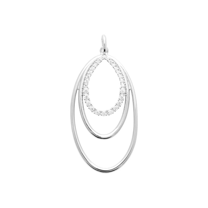 Lagdelt Oval Pendant – Sølv | Azulin