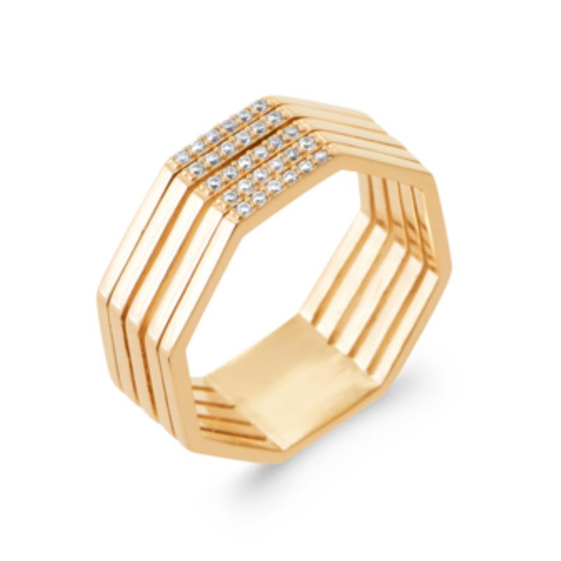 Achthoekige ring – verguld | Azulin