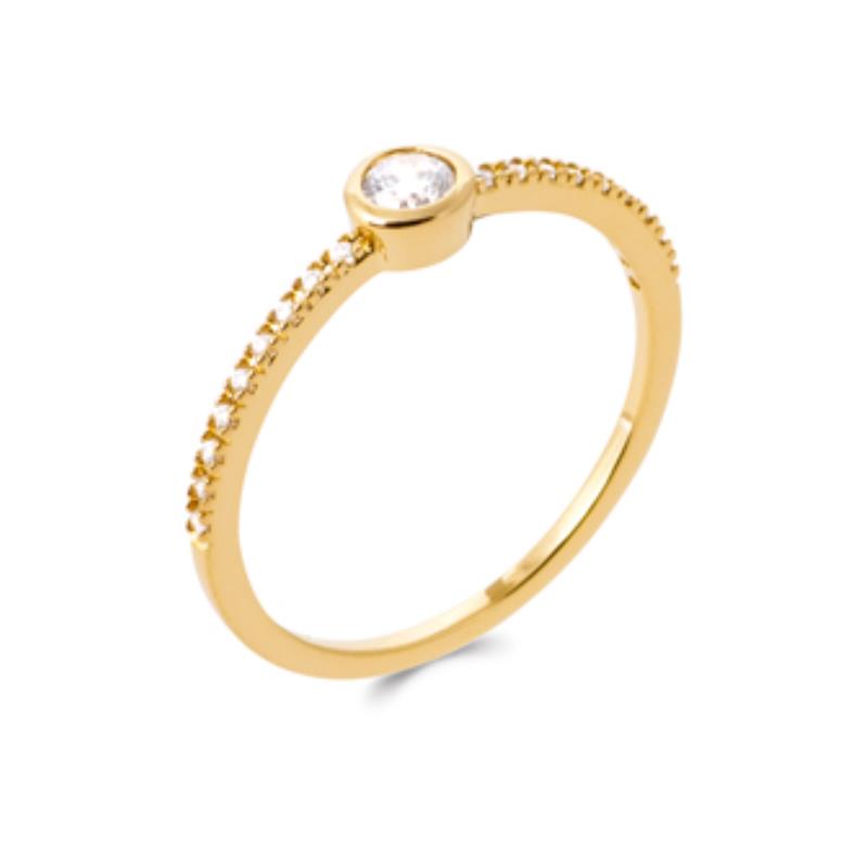 Anello rotondo con pavé – Placcato in oro | Azuline