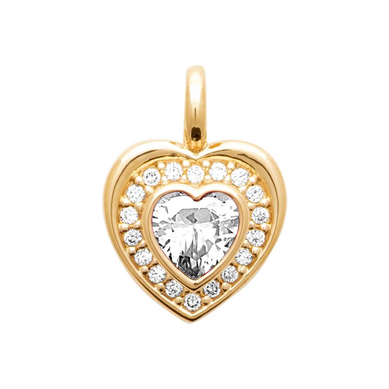 Pendentif Ancien Coeur - Plaqué Or - Bijou Vintage - État Bon