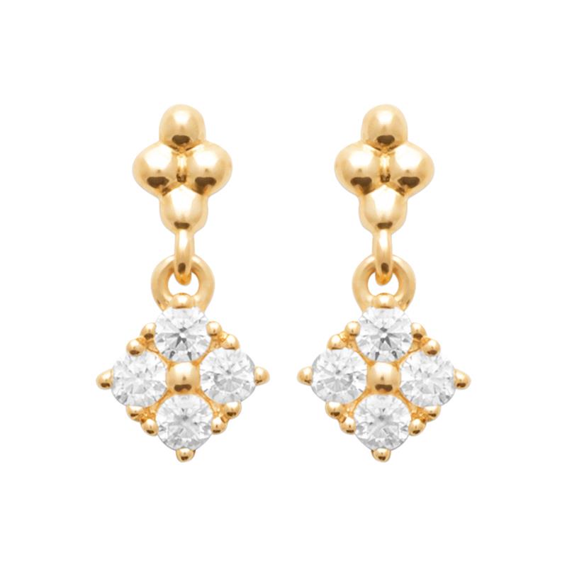 Boucles D’Oreilles Quatre Pierres – Plaqué Or | Azuline