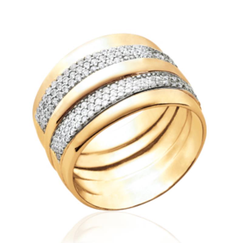 Anello grande con pavé – Placcato in oro | Azuline