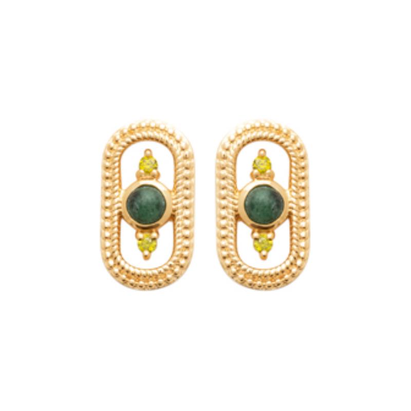 Boucles d’Oreilles Ovale Torsadé – Plaqué Or | Azuline