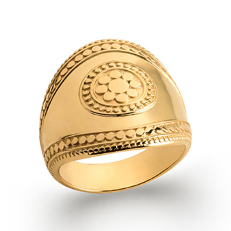 Inel Oval Ornat – Placat cu Aur | Azulin
