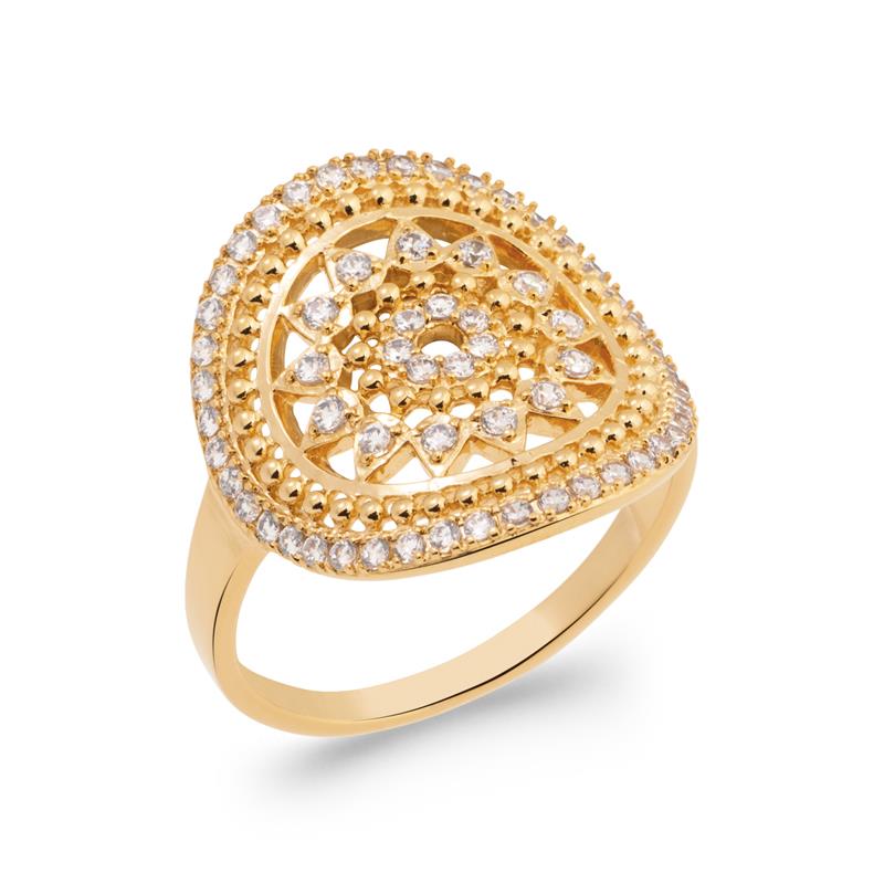 Bague Ovale Ajourée – Plaqué Or | Azuline