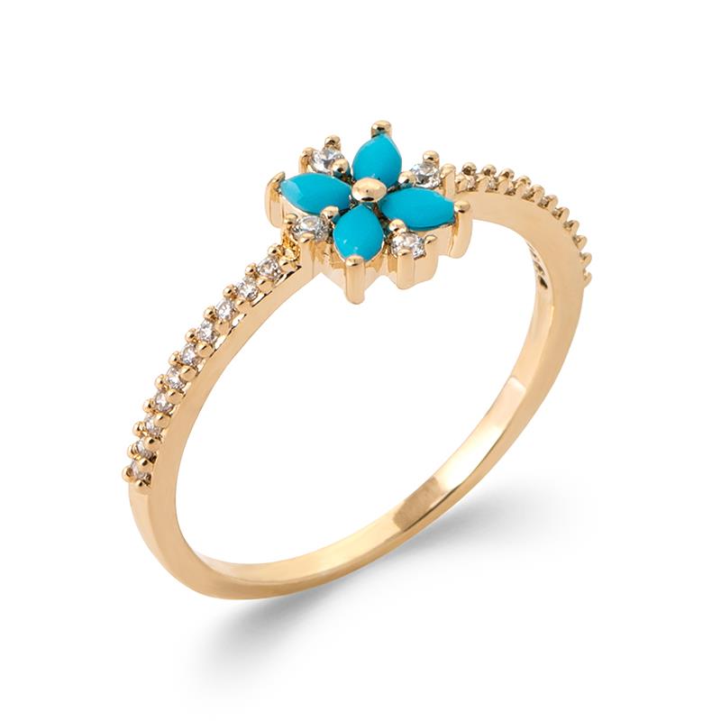 Blommig Ring – Guldpläterad | Azulin
