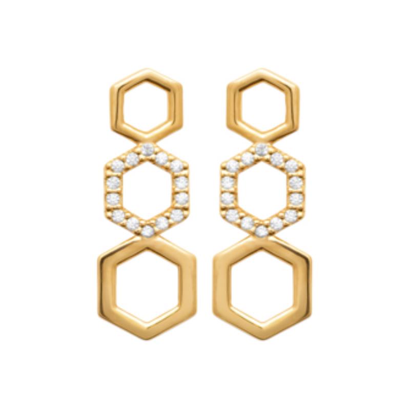 Triple Hexagon Örhängen – Guldpläterade | Azulin