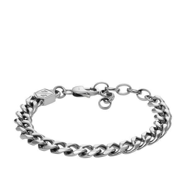 Fossil Curb Chain Bracelet – Silver Steel – Azuline