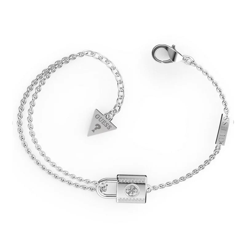 Guess レディース シルバー スチール ブレスレット 南京錠付き 