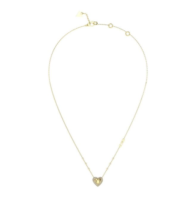 Collar Guess acero dorado - Corazón pavimentado
