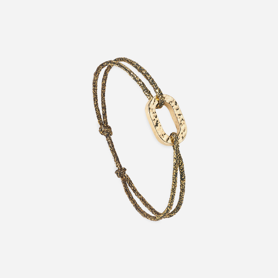 Flat Link 16 mm gehamerd verguld - Zwart glittergoud - Le Vent à la Française
