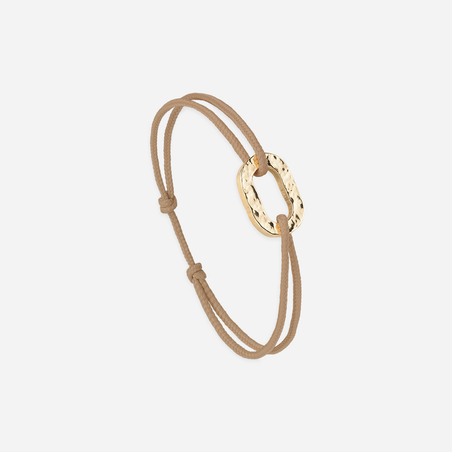 Flat Link 16mm Hammered Gold Plated - Taupe - Le Vent à la Française