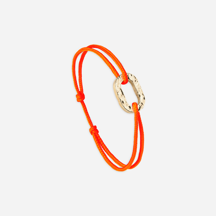 Flat Link 16mm Hammered Gold Plated - Fluo Orange - Le Vent à la Française