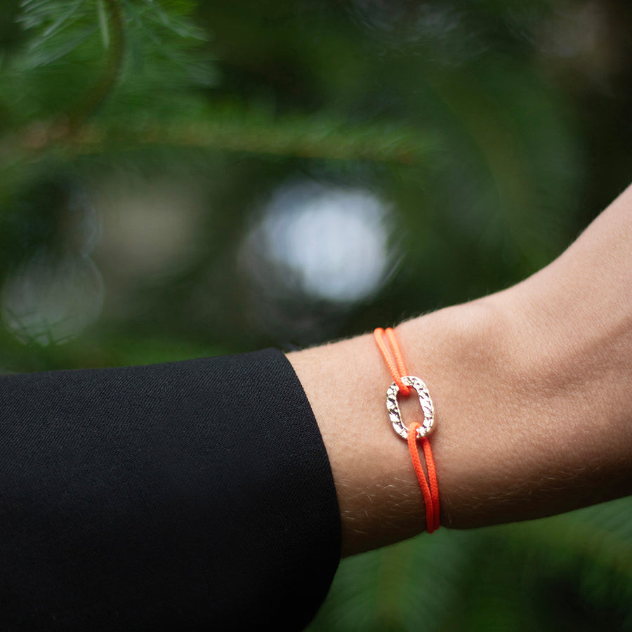 Flat Link 16mm Hammered Gold Plated - Fluo Orange - Le Vent à la Française