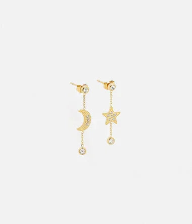 Astronomia - Złota Stal - Kolczyki - Zag Bijoux