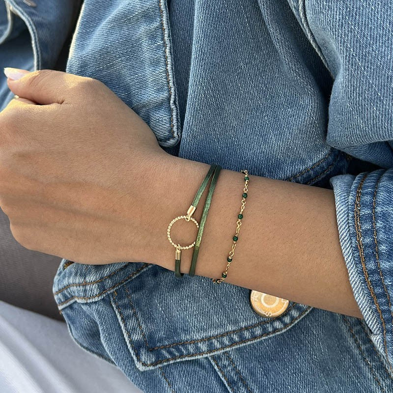 Yvonne - Olive Iridescent - Bracelet - Flowers for Zoé