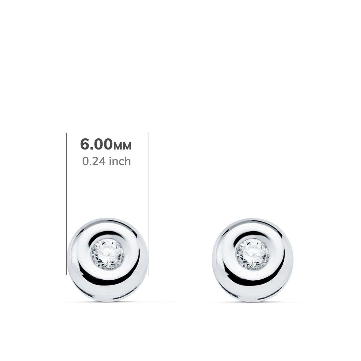 Boucles d'oreilles Chaton en Or Blanc 18K Diamants Lab 0.100 Cts VS2-G Taille : 6 X 6 mm Boucles d'oreilles Presse