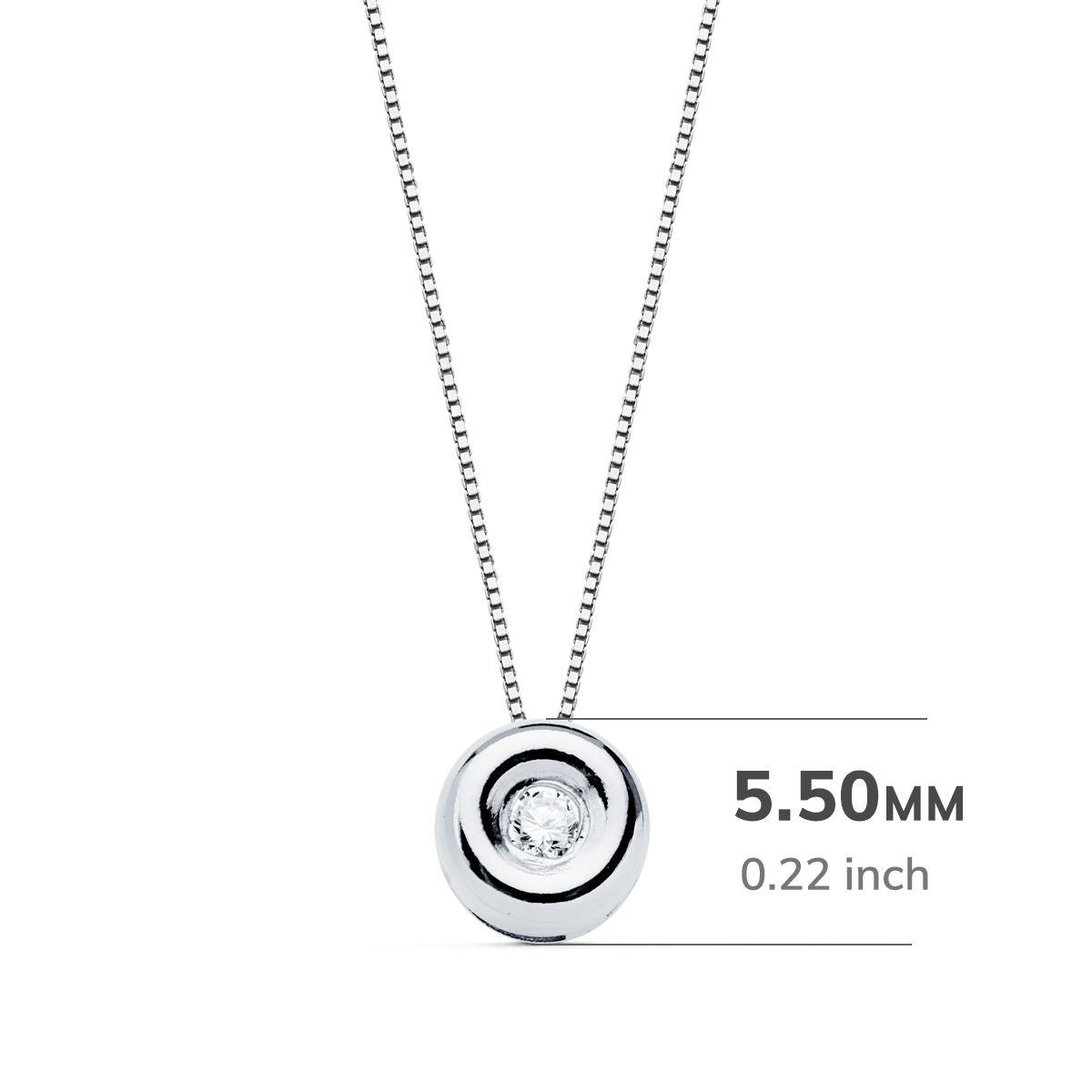 Choker en Or Blanc 18K Chaton 5,5 mm Diamant Lab 1,70MM 0,020 Qts G-VS2 Chaîne 42CM
