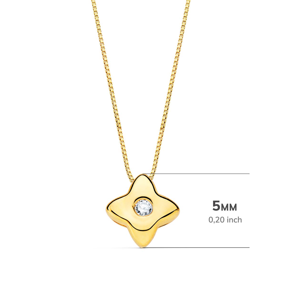 18K Yellow Gold Choker Star 5X5MM Lab Diamond 0.015 Ct G-VS2 Chain 42CM