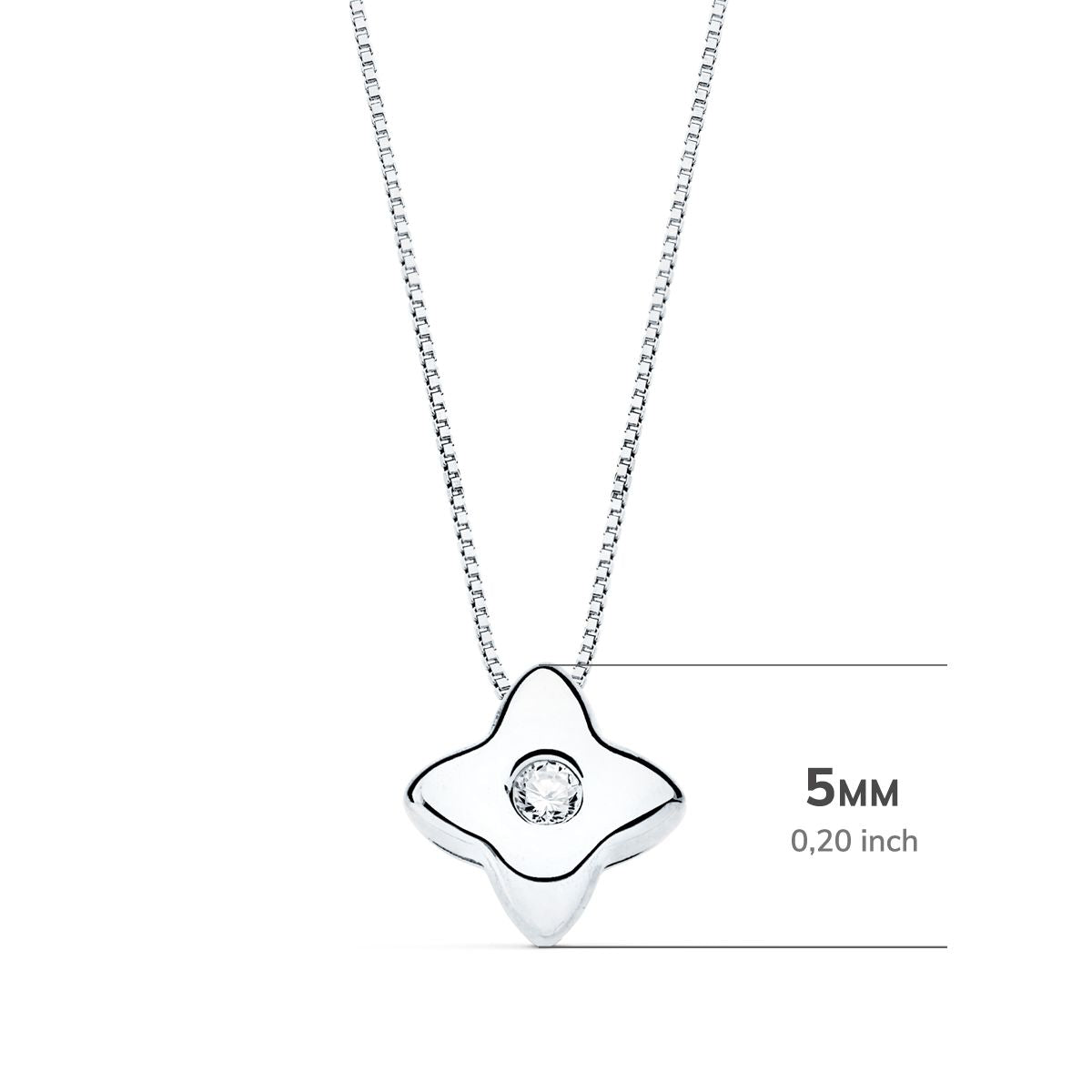 Sterchoker in 18K witgoud 5X5MM Lab Diamond 0,015 Ct G-VS2 ketting 42CM