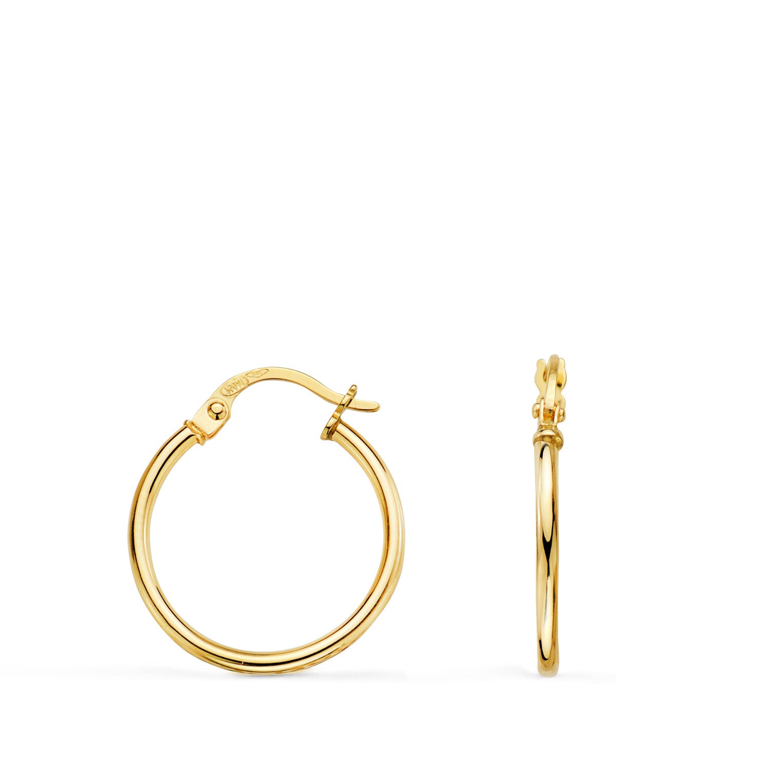 Boucles d'oreilles Créoles Or Jaune 18K Tube Rond Creux 18 mm Épaisseur 1,5 mm
