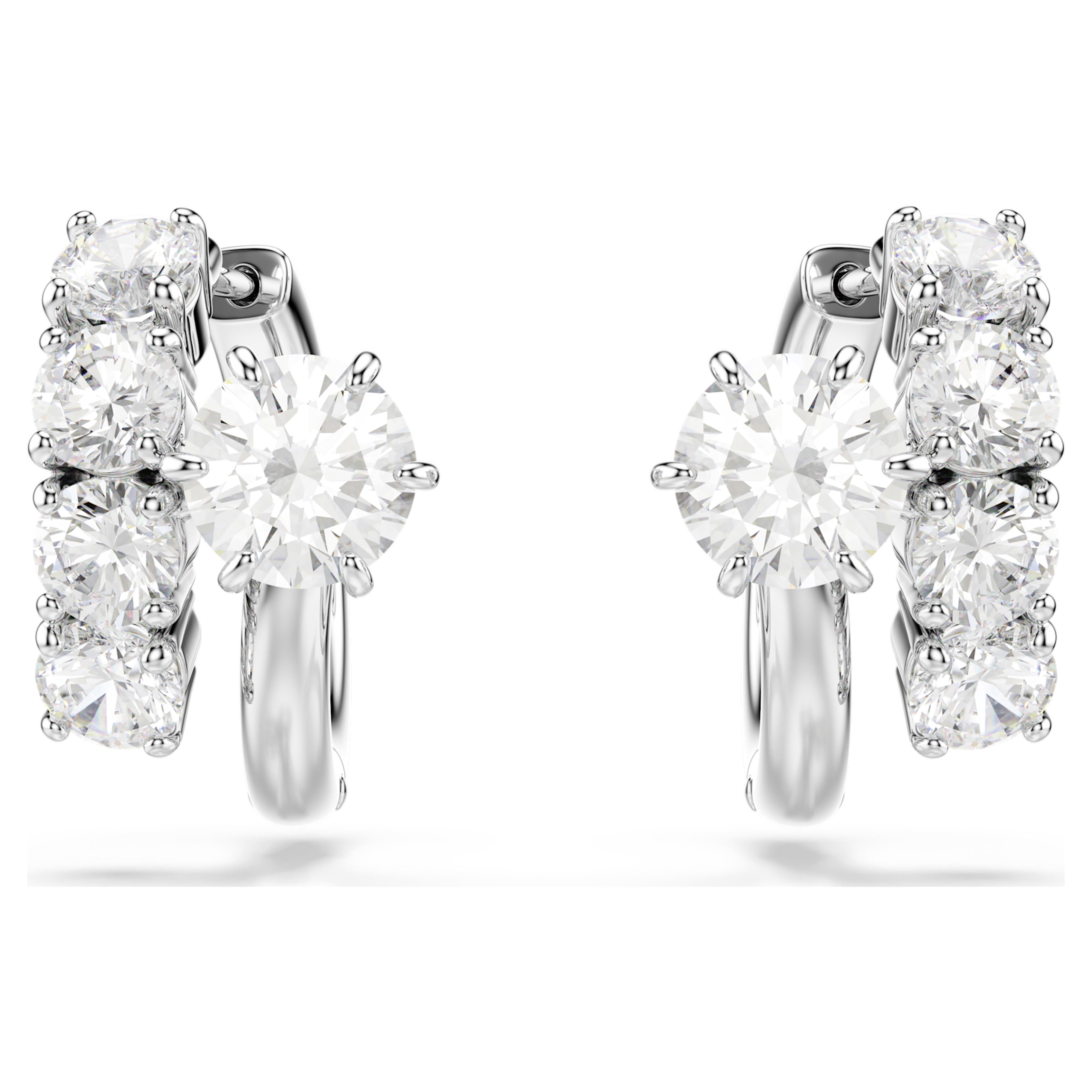Boucles d'oreilles Swarovski - Matrix Crash - Blanc & Argenté vue 5
