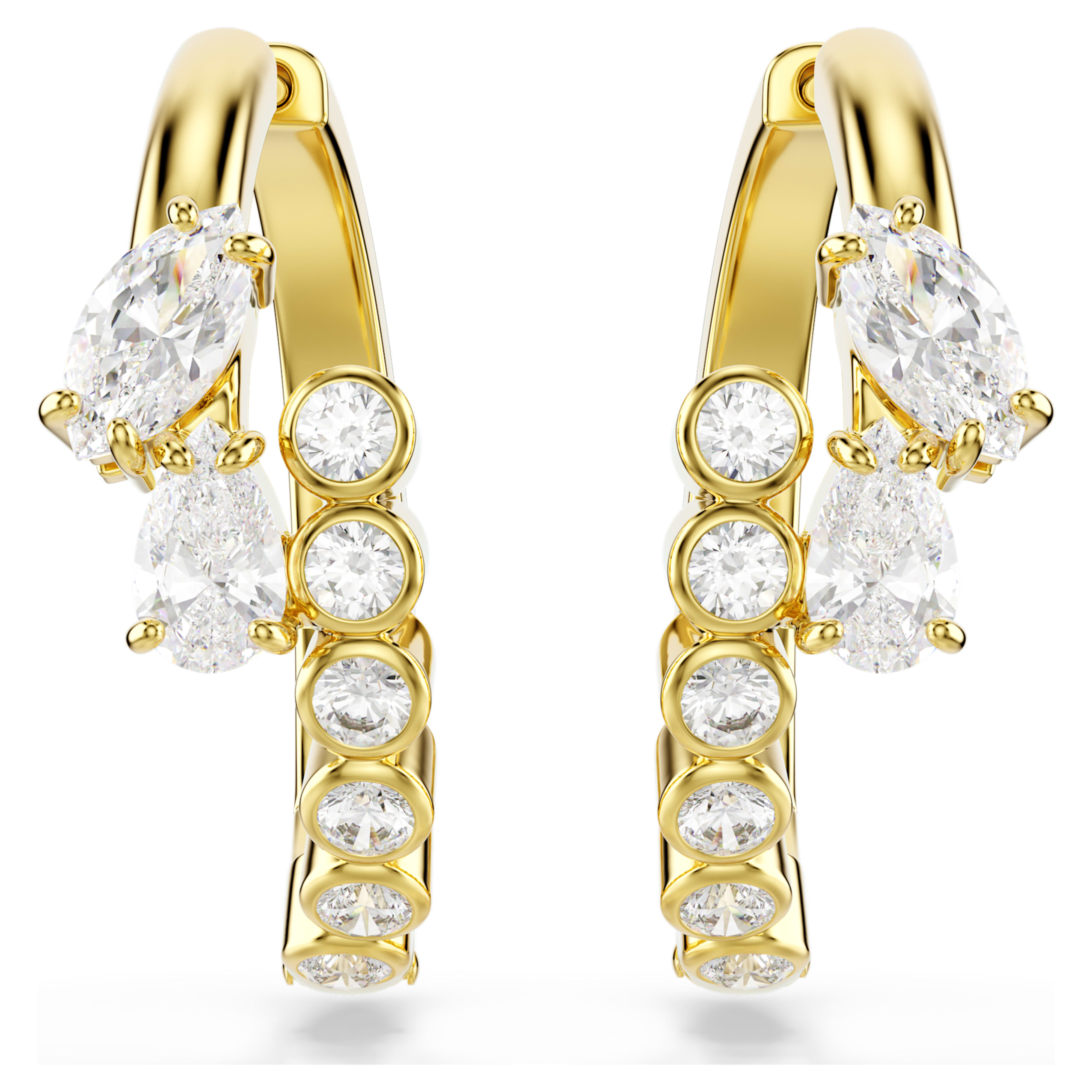 Boucles d'oreilles Swarovski - Mesmera Attract - Créoles - Blanc & Doré vue 4