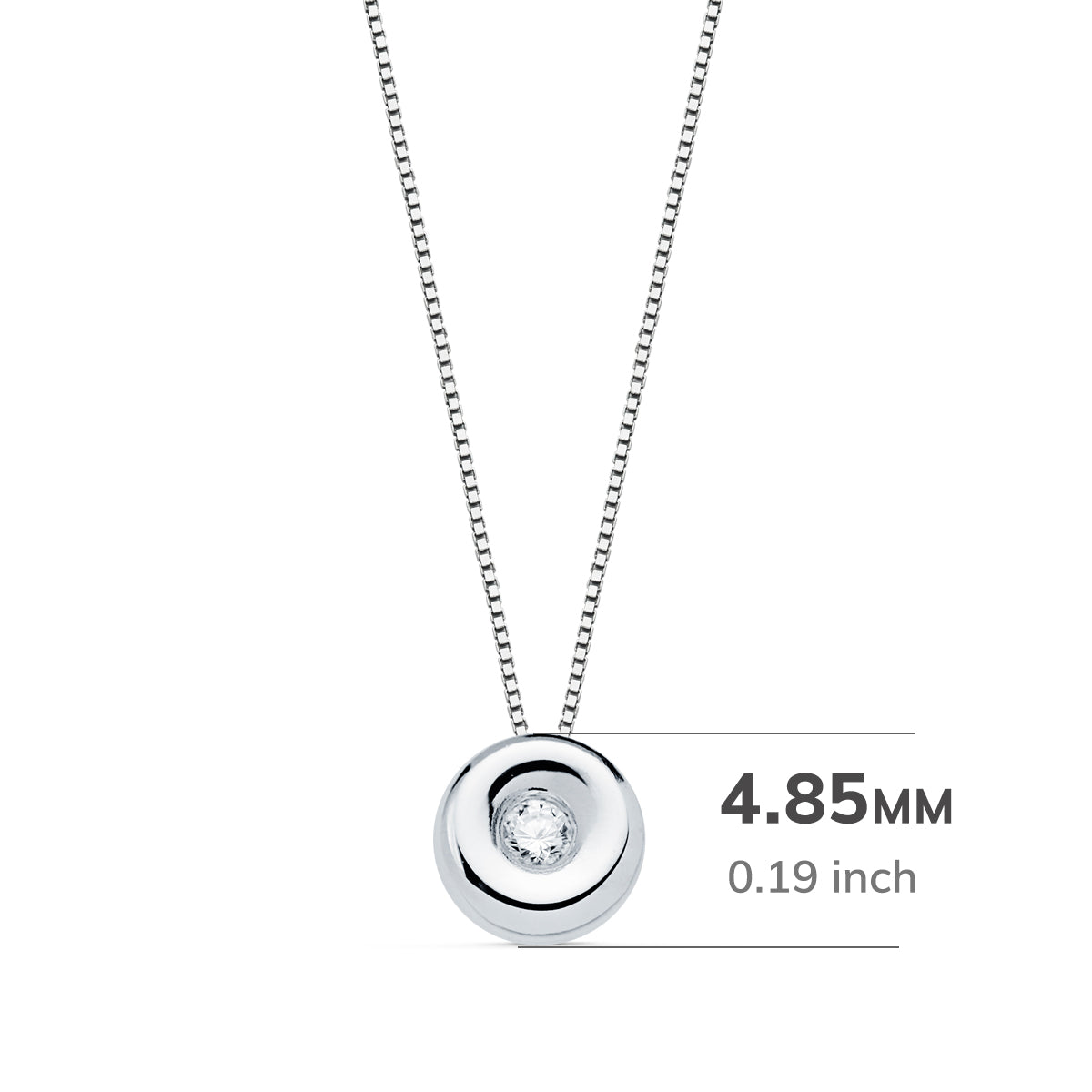 Choker en Or Blanc 18K Chaton 4,85 mm Diamant Lab 1,50MM 0,015 Qts G-VS2 Chaîne 42CM