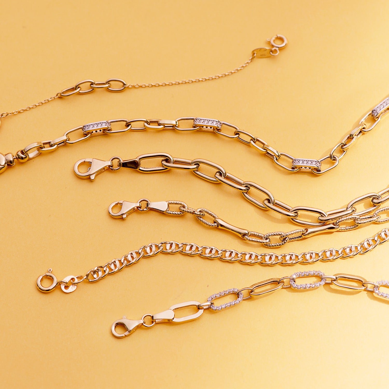 Bracelet Double Maillon Creux Or Jaune 18K Largeur : 3,5 mm Longueur : 19 Cm