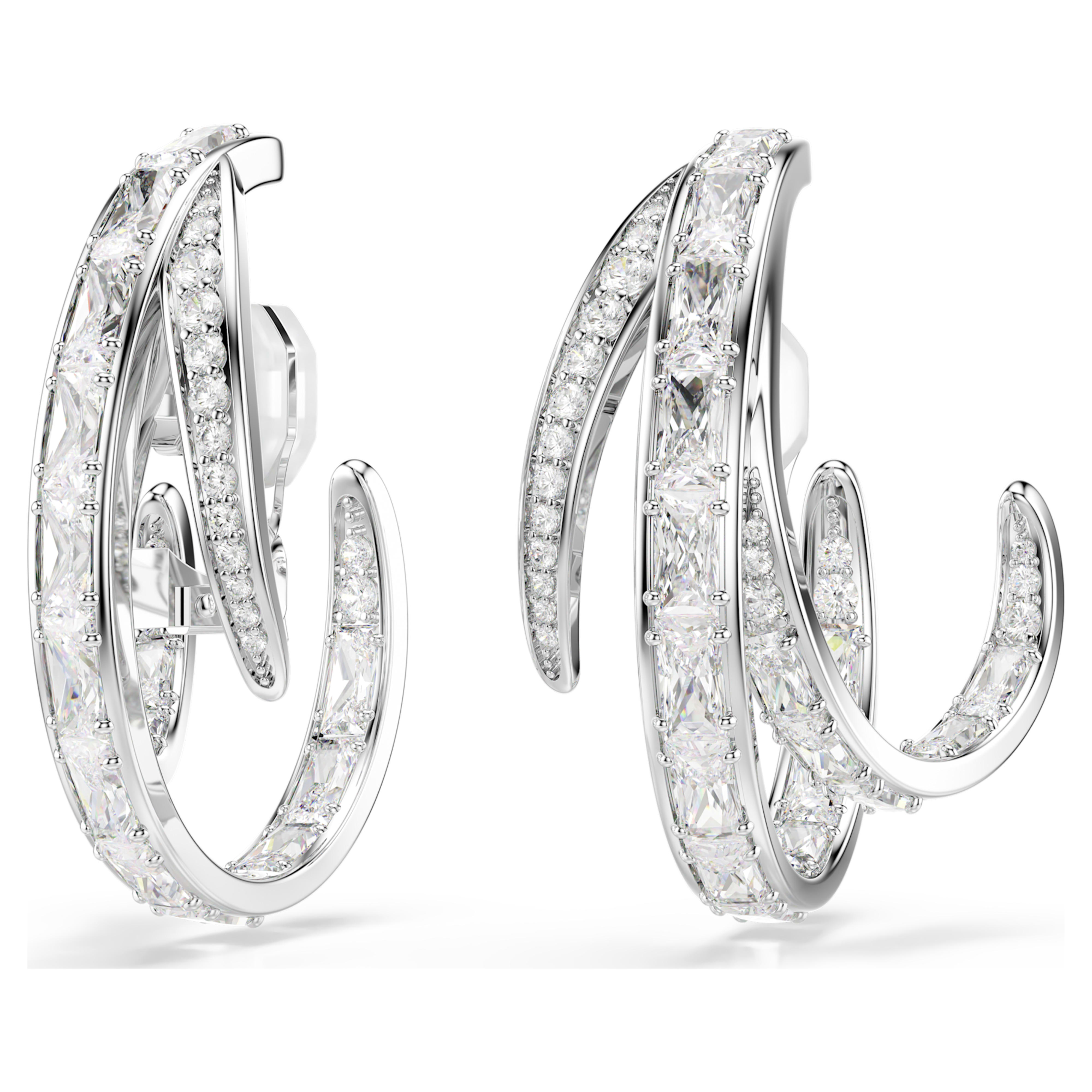 Boucles d'oreilles Clip Swarovski - Vienna Swan - Blanc & Argenté