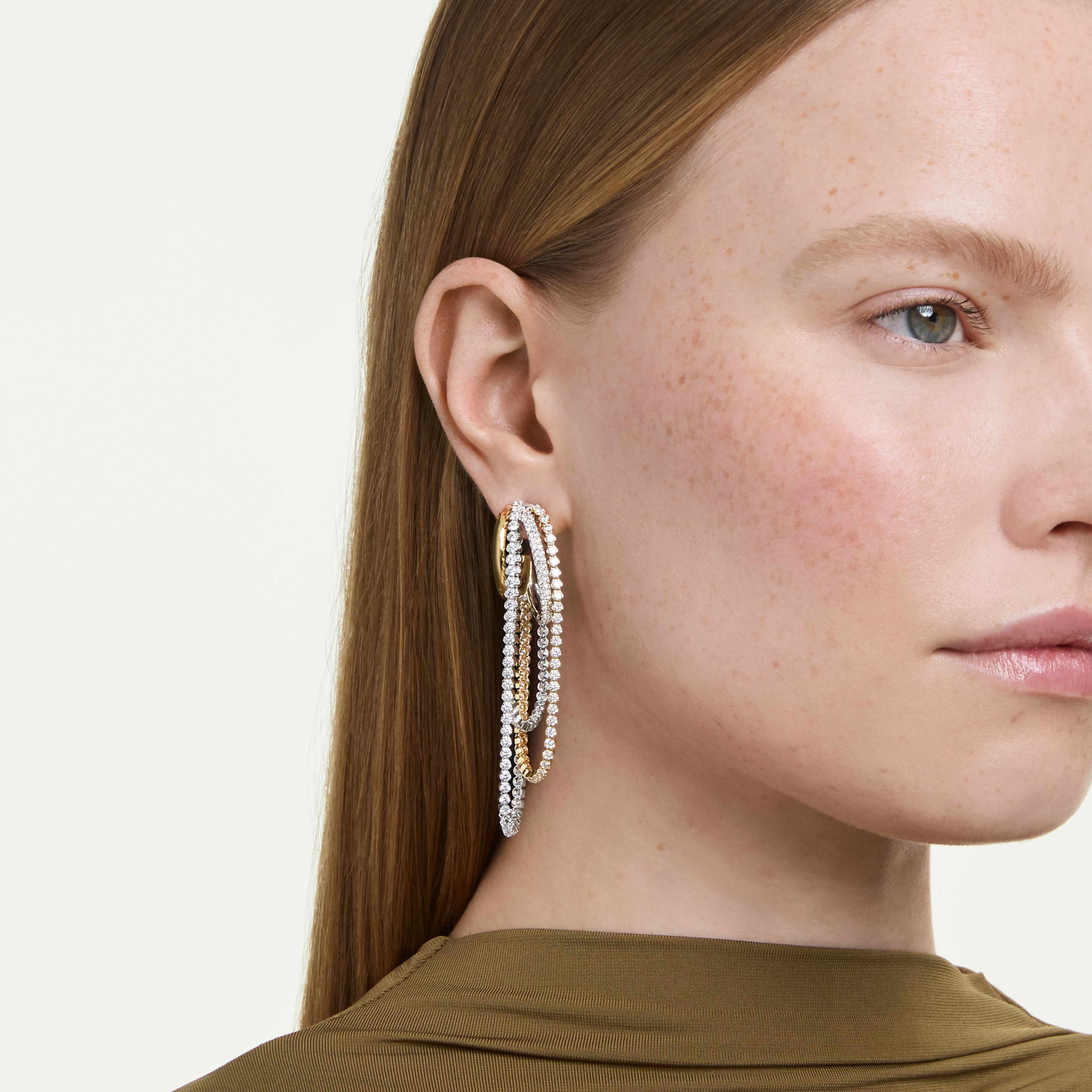 Boucles d'oreilles Swarovski - Hyperbola Spin - Blanc & Finition Mixte vue 3