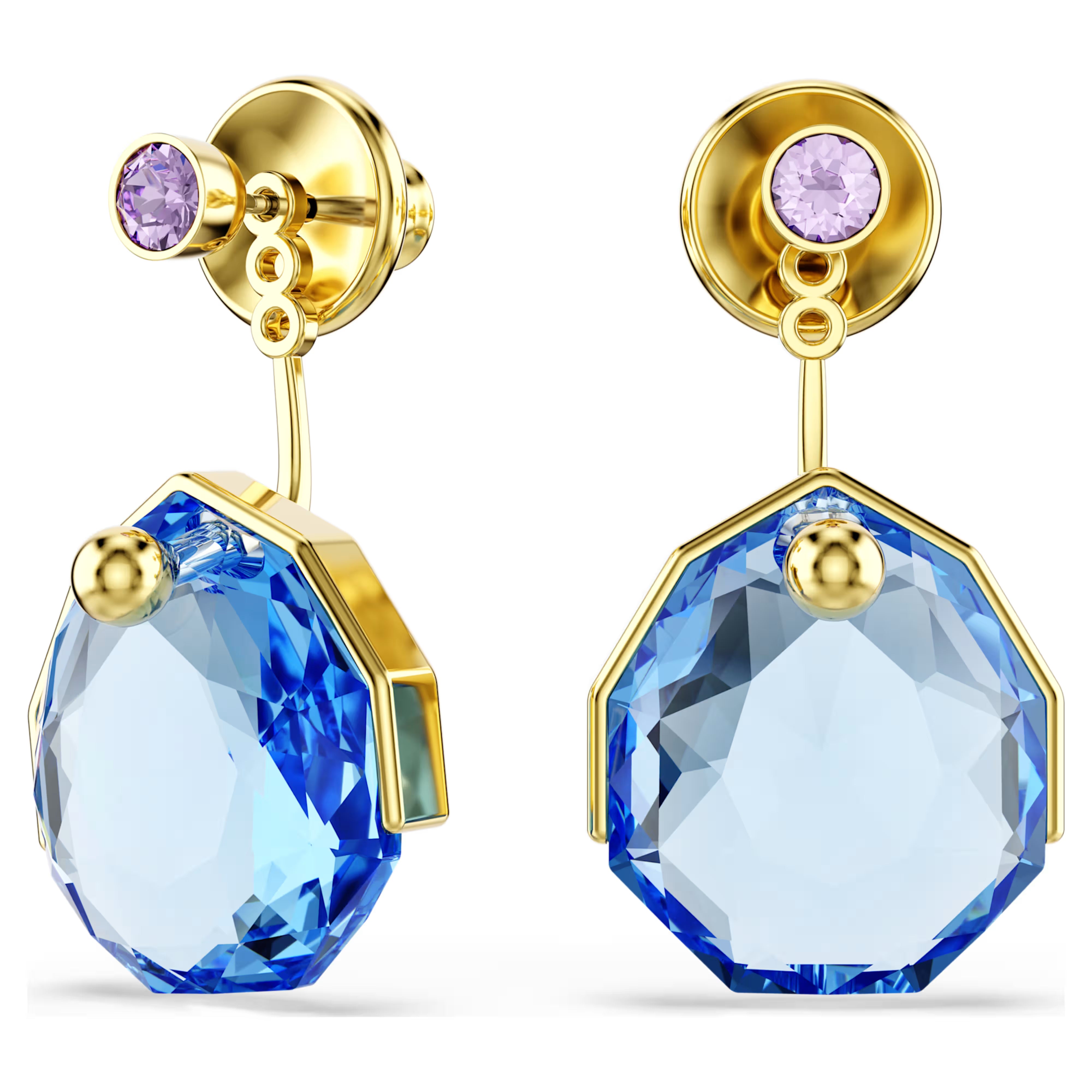 Swarovski Ohrringe – Gema – Blau und Gold, Ansicht 4